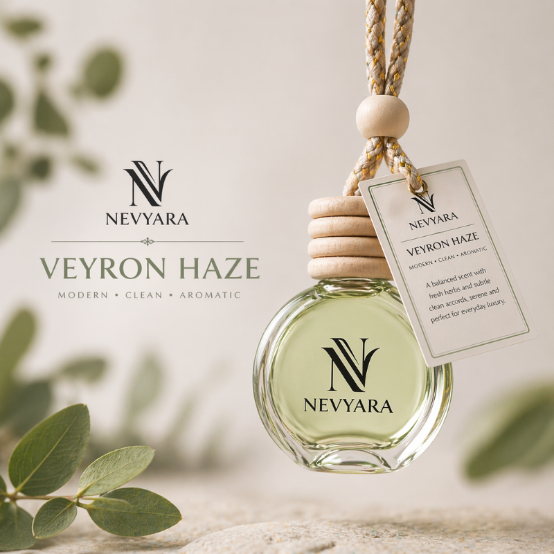 Nevyara Car Diffuser 10ml | Premium Long Lasting Car Perfume | Hanging Air Freshener | Liora Veil, Celune Sora, Aerion Blue, Dravyn Elix, Veyron Haze